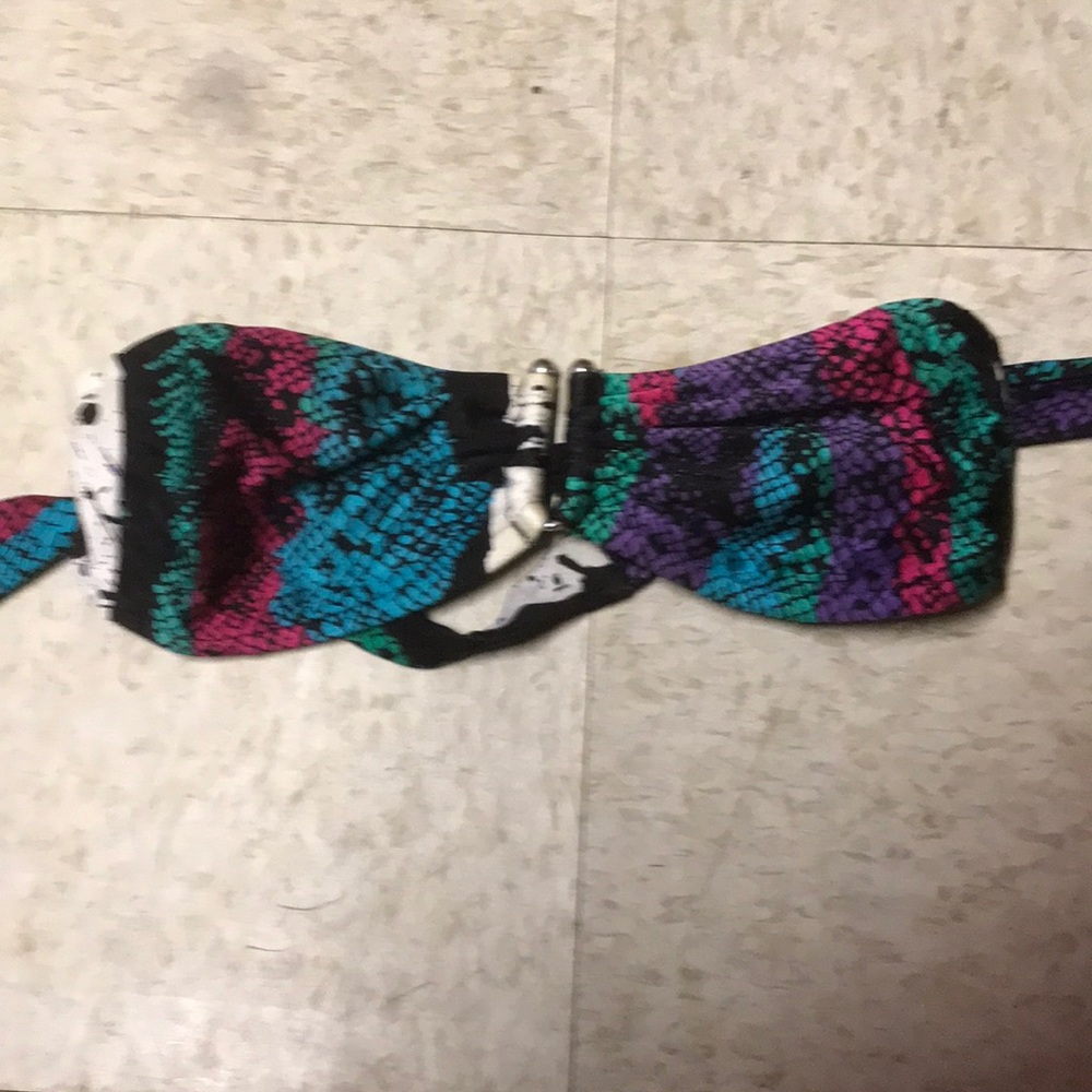 Multi bright colored bandeau bikini top